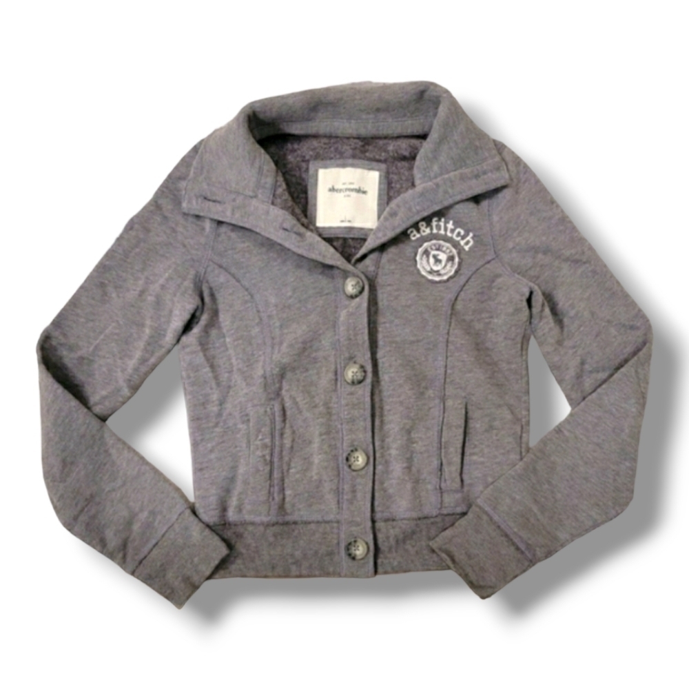 Abercrombie Kids Grey Button Up Jacket - Size Large